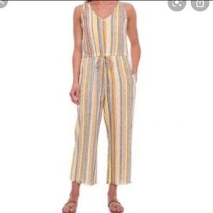 Anthropologie DREW Linen Striped Jumpsuit